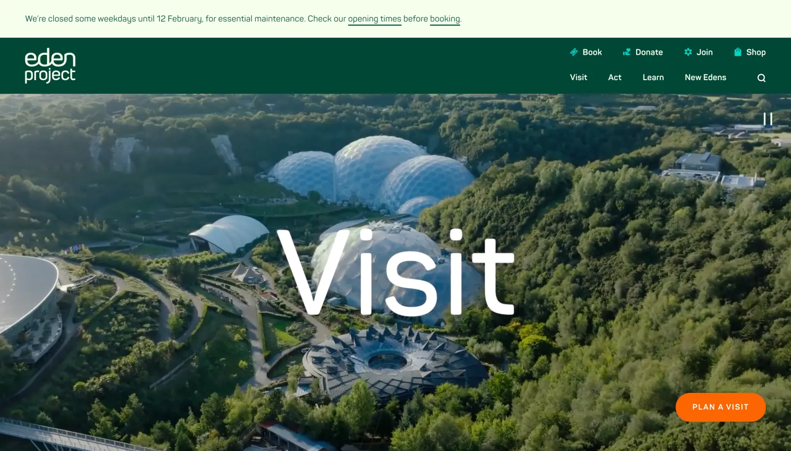 The Eden Project Homepage 
