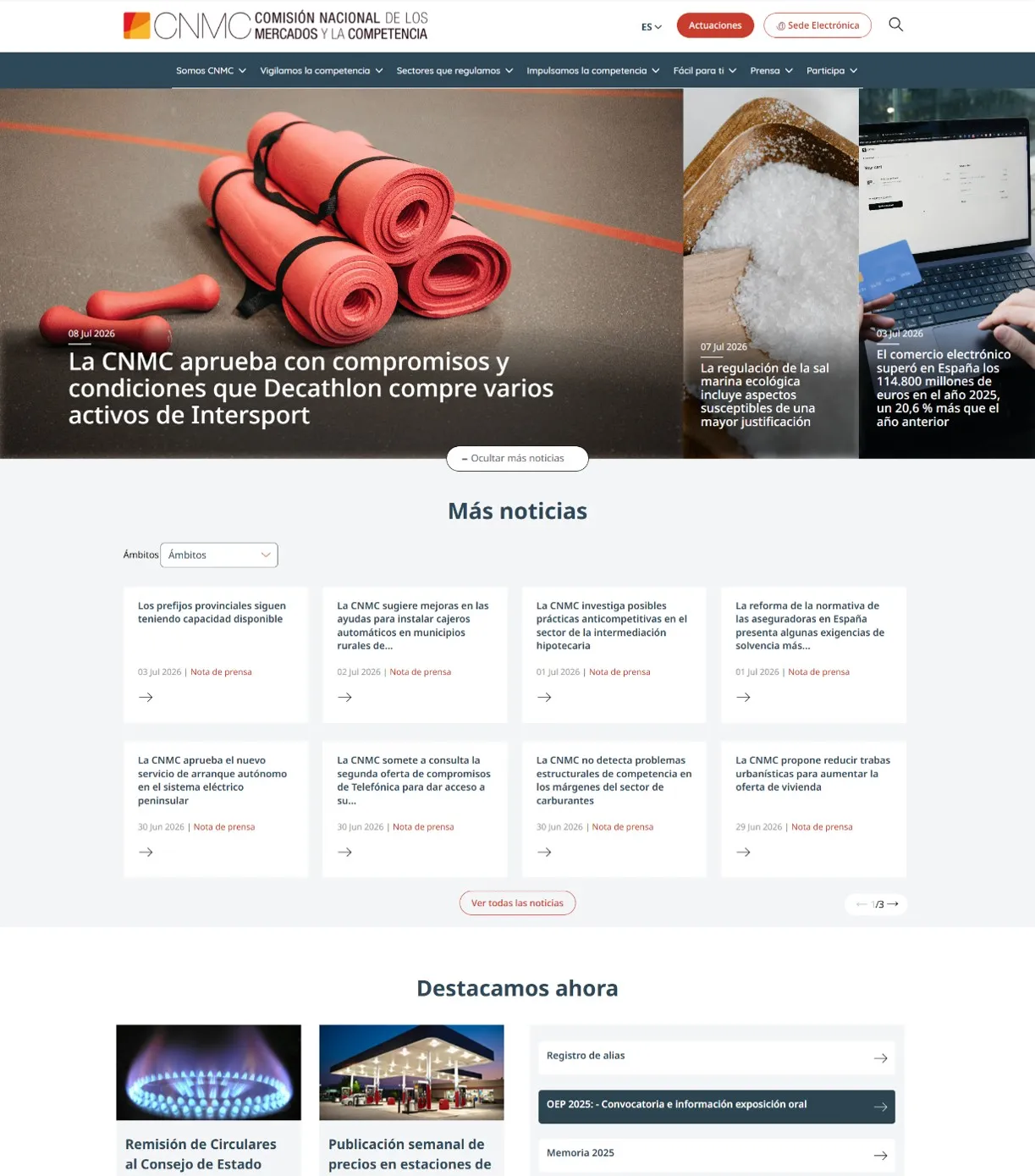 CNMC institutional portal powered by Drupal