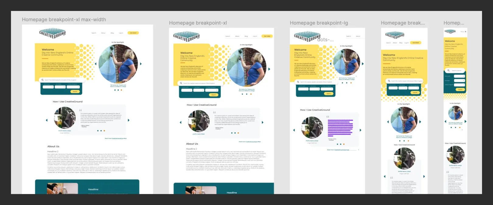 Responsive homepage design ensuring consistent user experience across desktop, tablet, and mobile devices, built on Material Design foundation.
