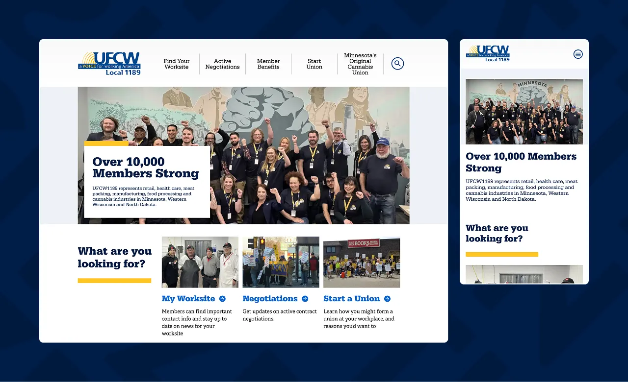 screenshot of UFCW homepage