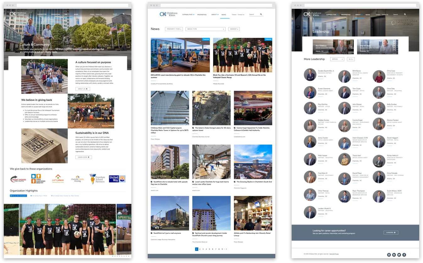 Childress Klein website various screens
