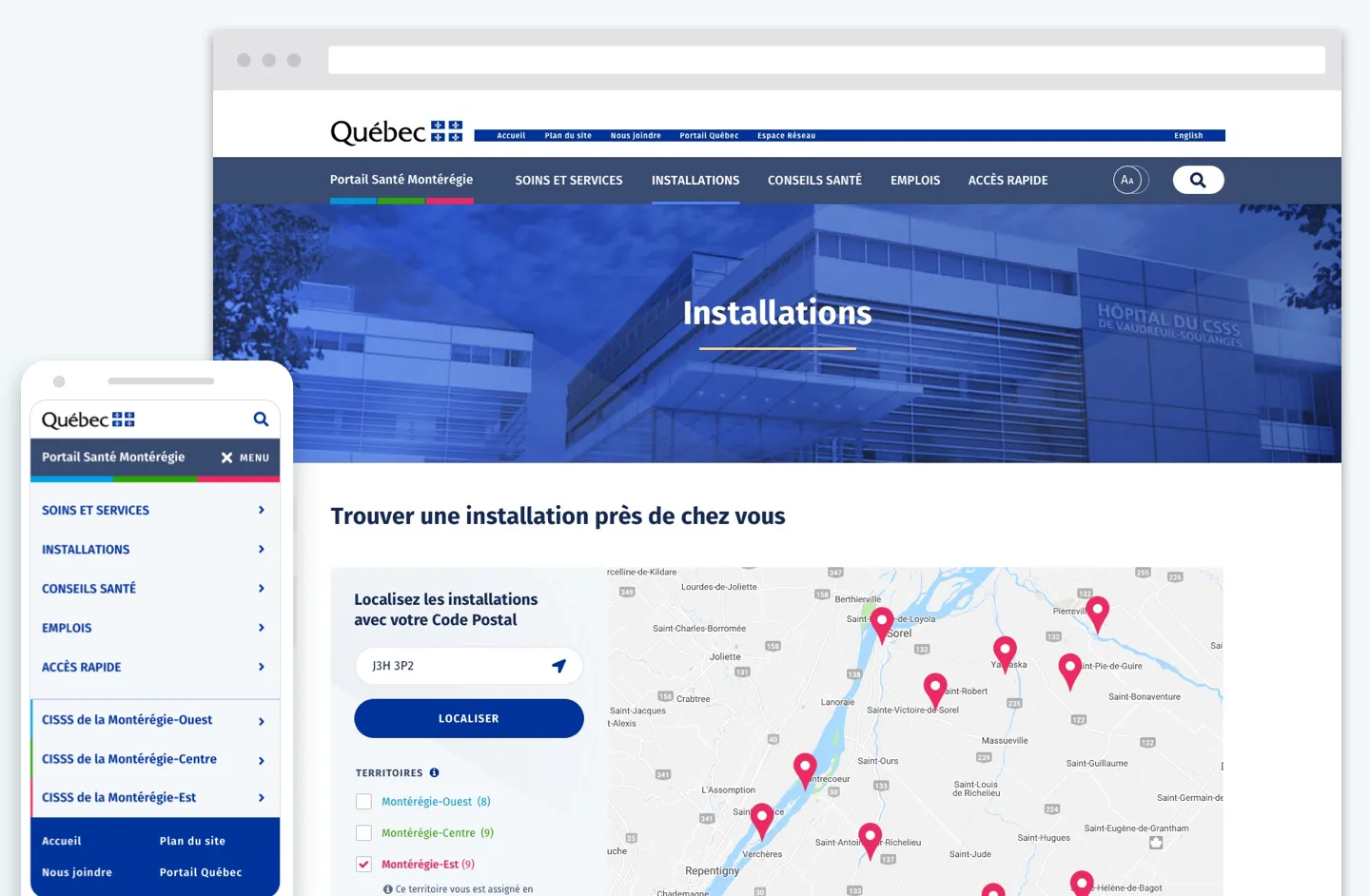 Search interface to find health services