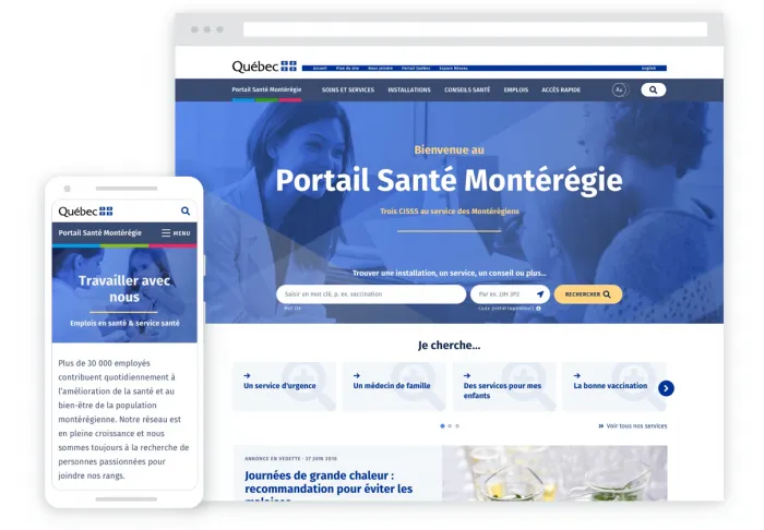 Monteregie Sante website screenshots