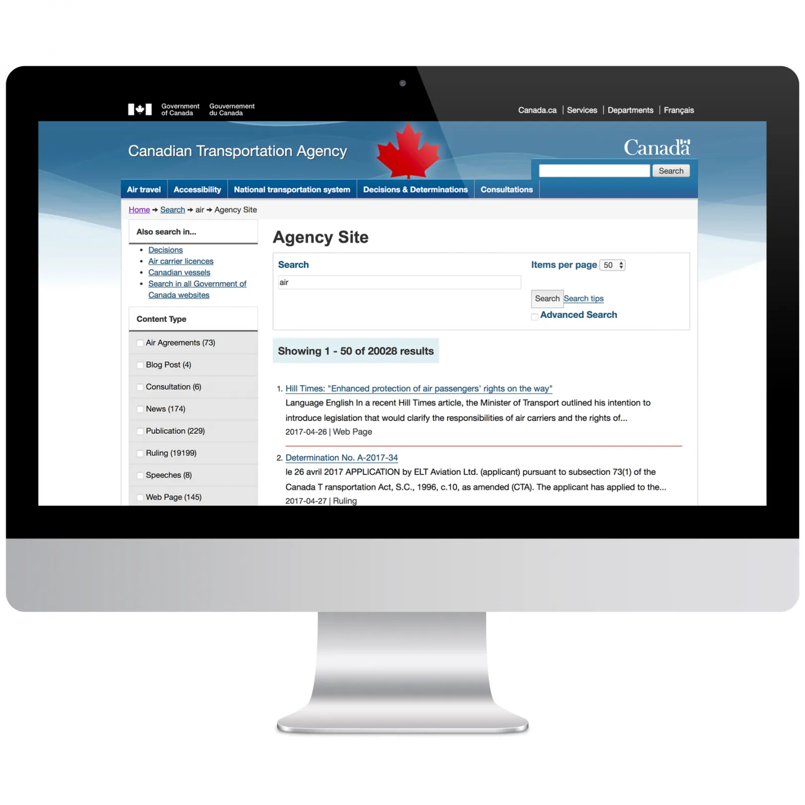 Search results powered by Apache Solr