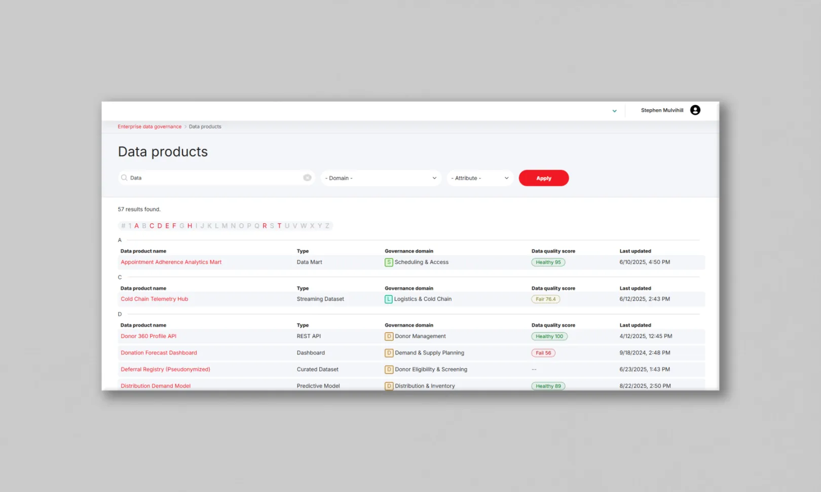 Drupal Purview data products search page