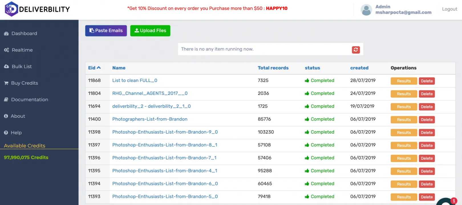 deliverbility bulk list