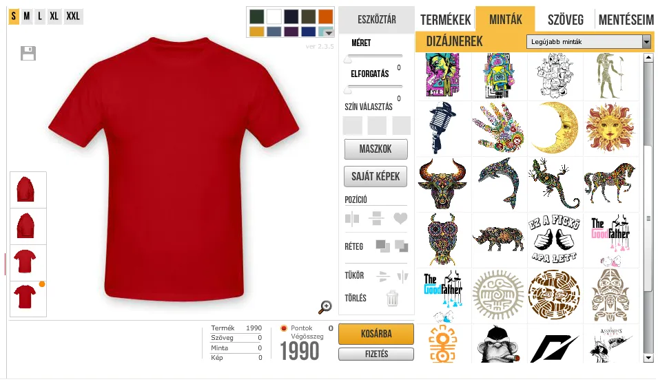 Onlinepolo.hu designer design listing