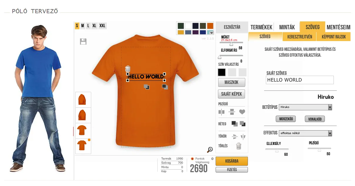 Onlinepolo.hu designer text editor