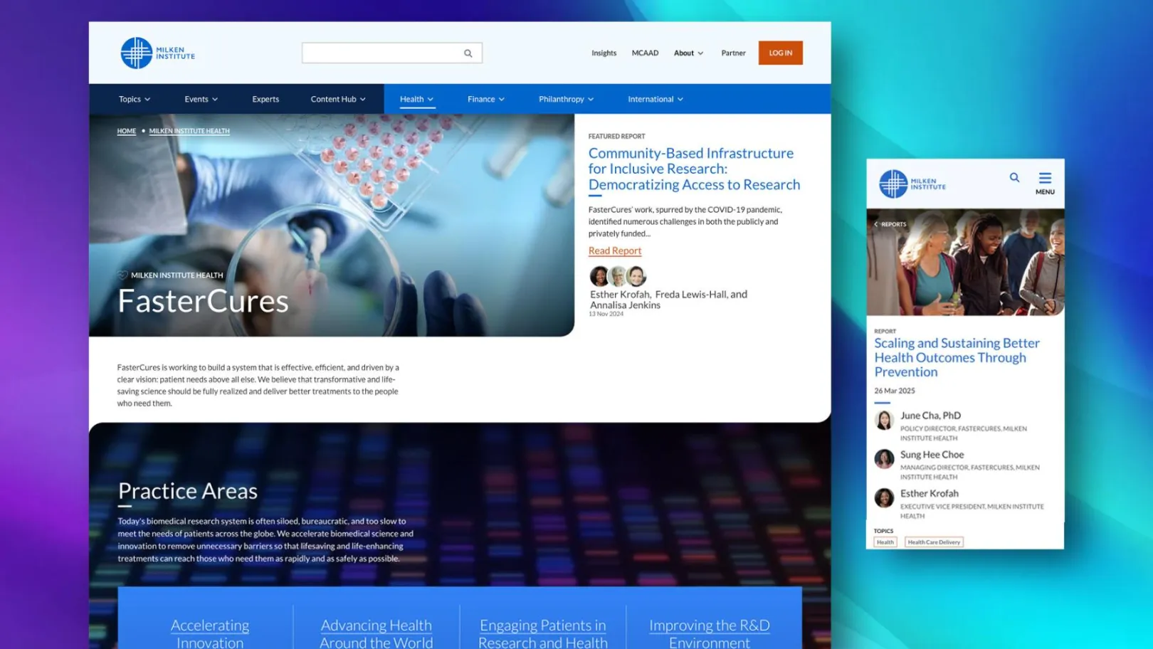 Faster Cures web page with lab equipment