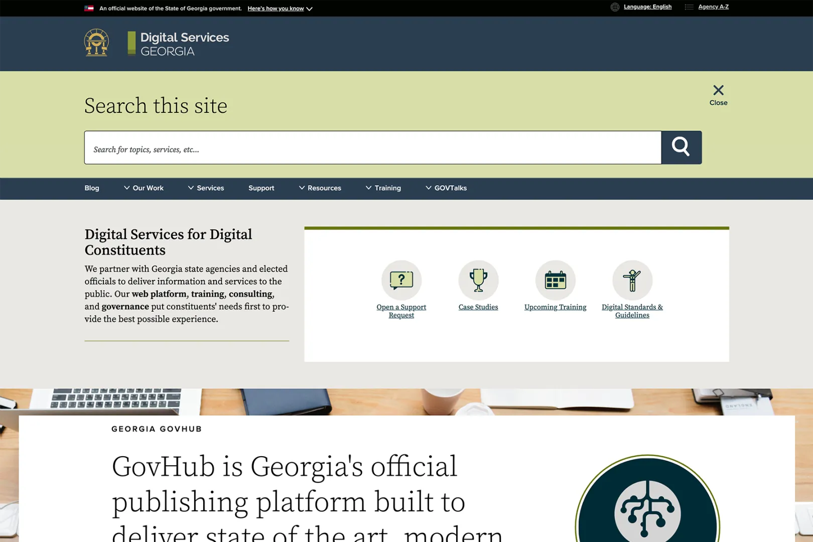 DSGa homepage search