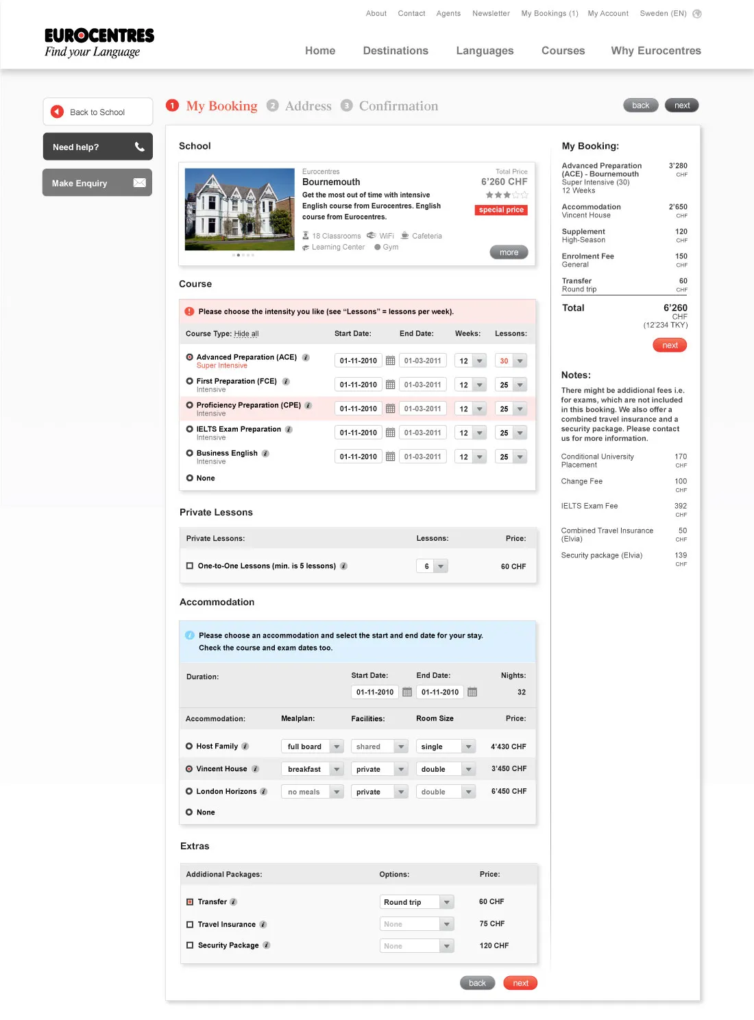 Language School Bournemouth Booking Page - Provided by Cando