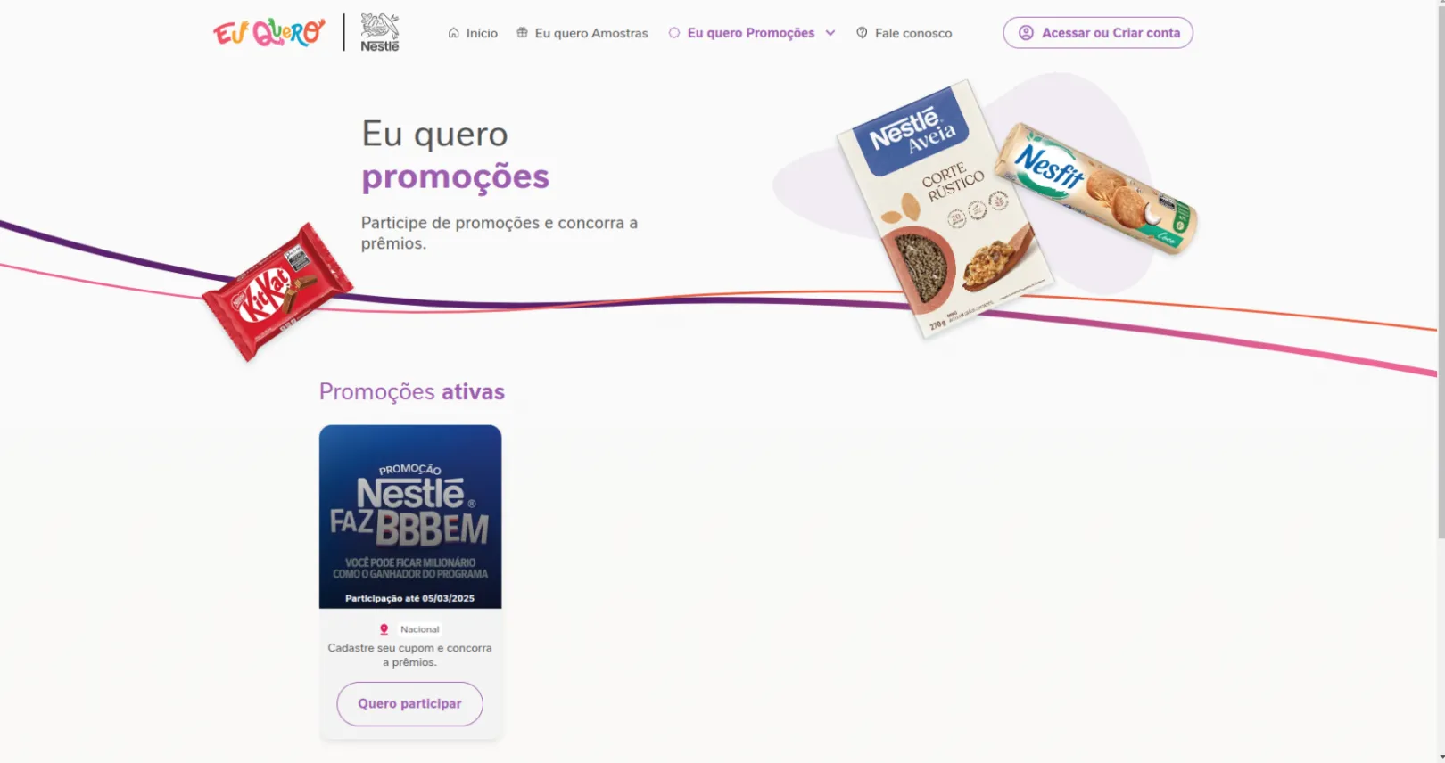 Eu Quero Nestlé - Campaign Listing Page