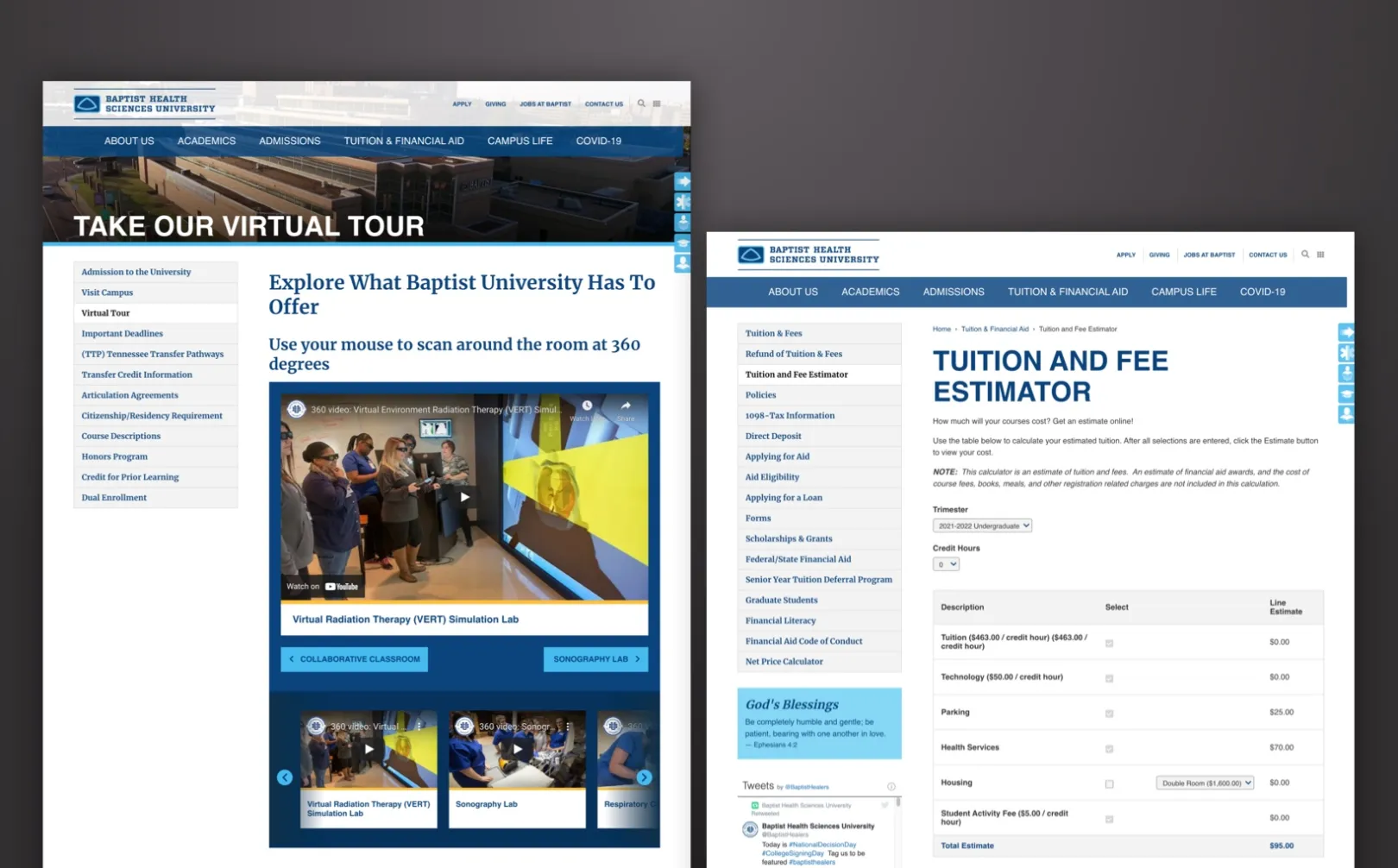 Baptist University website features page