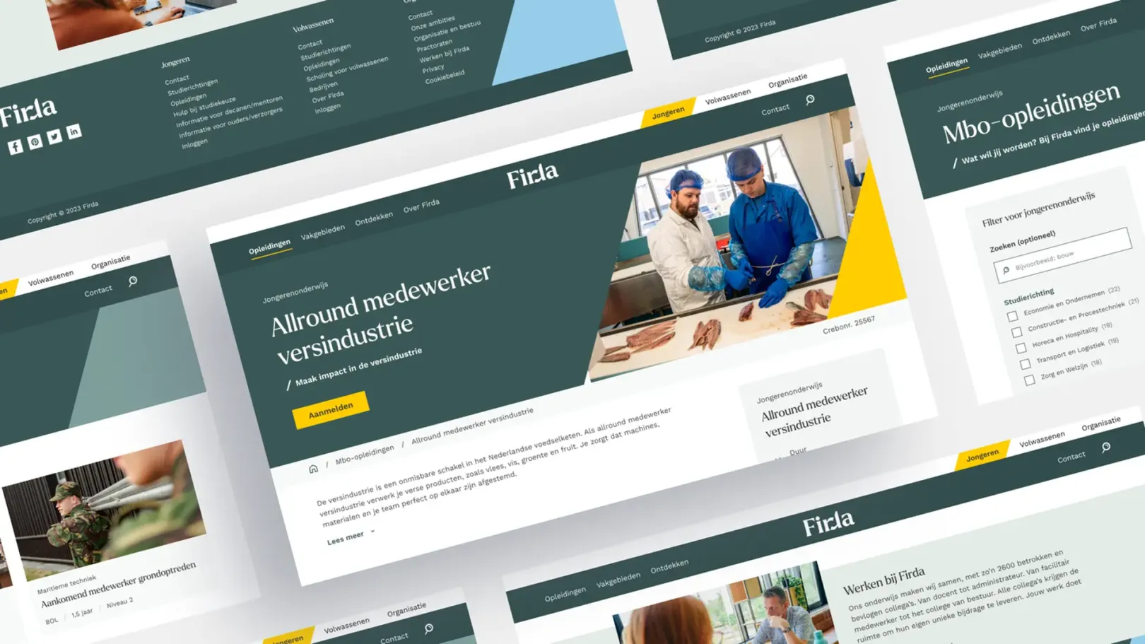 screenshots of Firda website