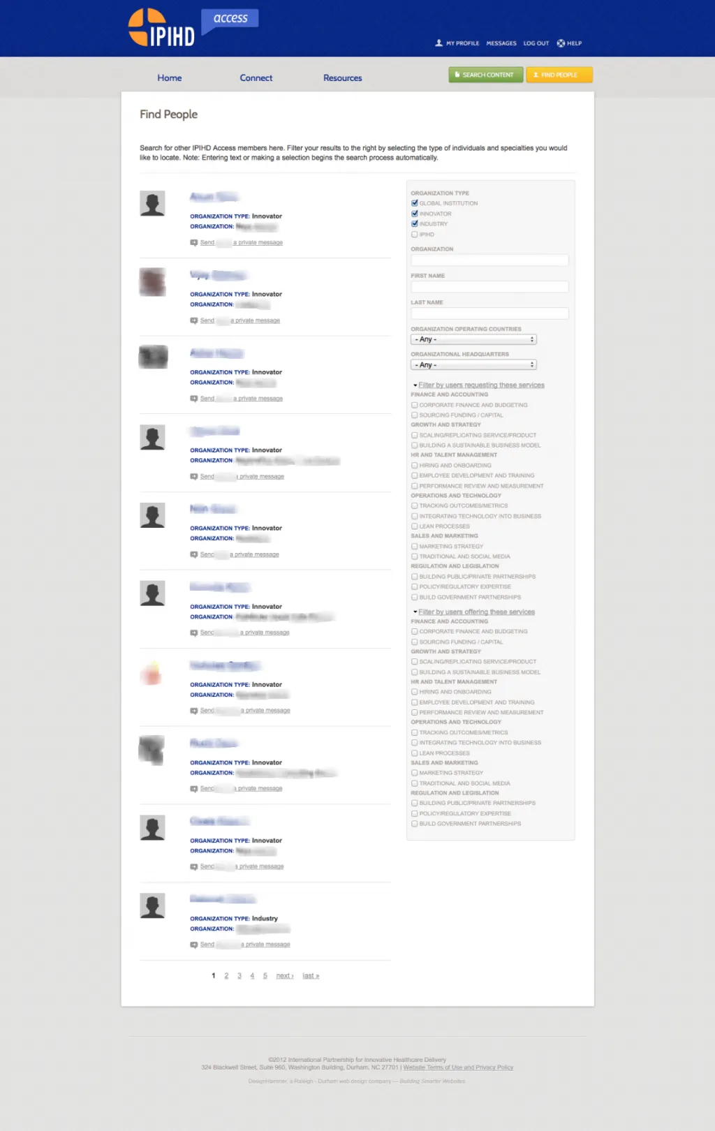 The Find People search interface
