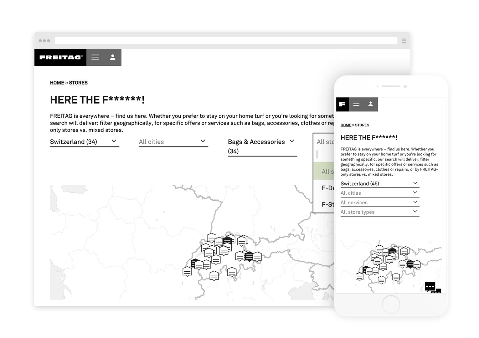 Freitag store locator page