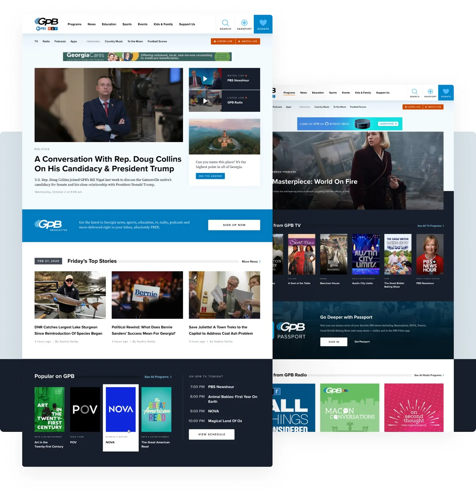 Georgia Public Broadcasting home page designs