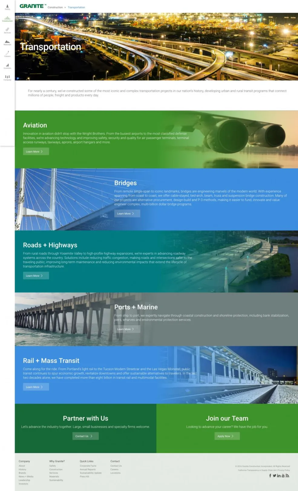 Granite Construction transportation template example