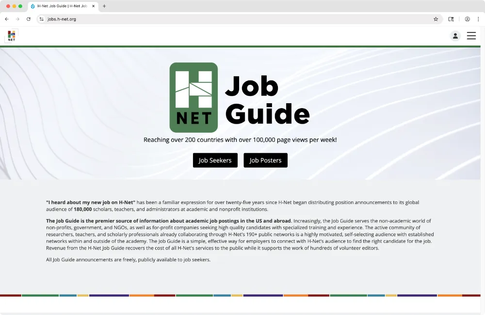 H-Net Job Guide: home page screenshot