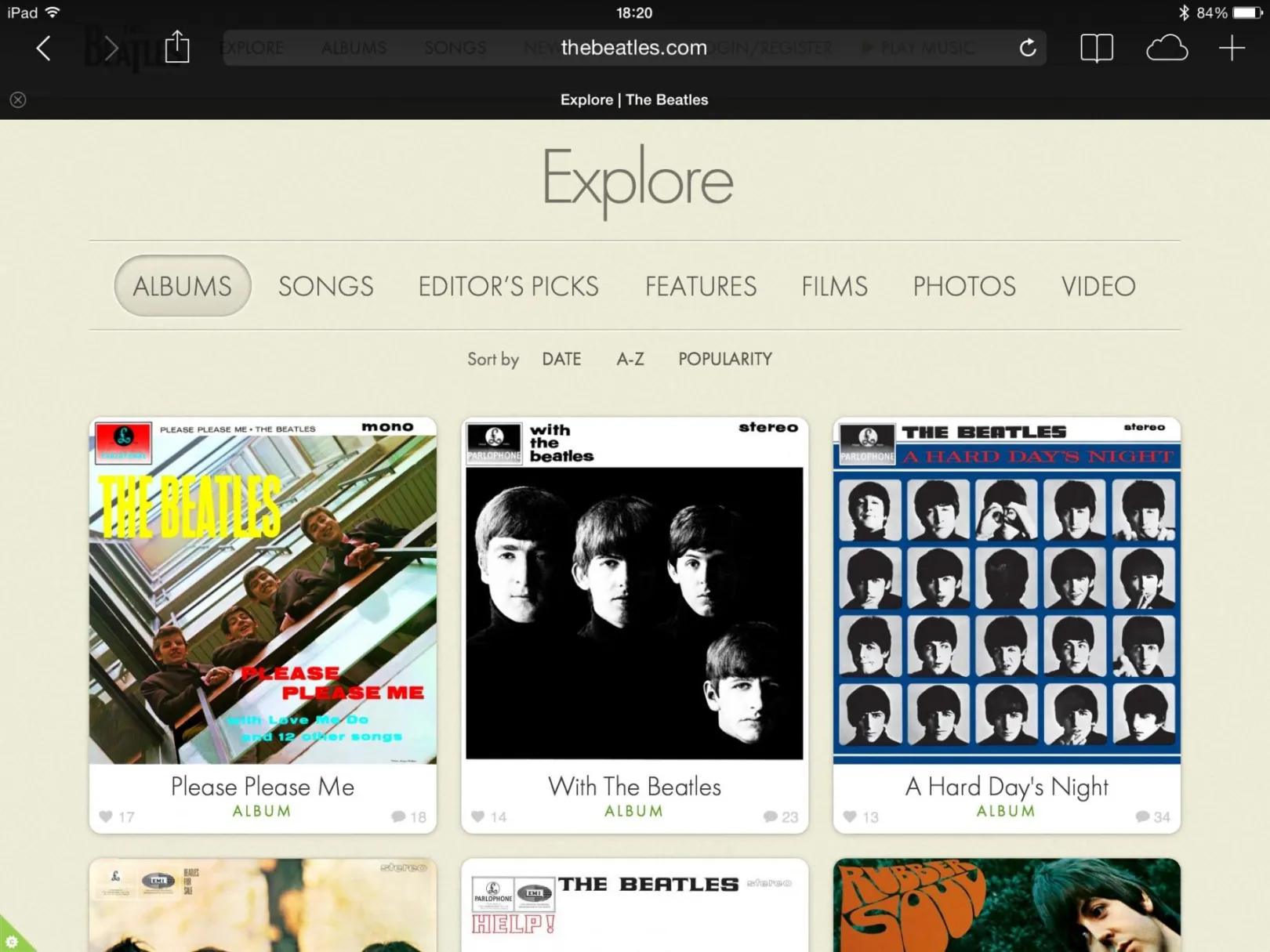 The Beatles Explore Page