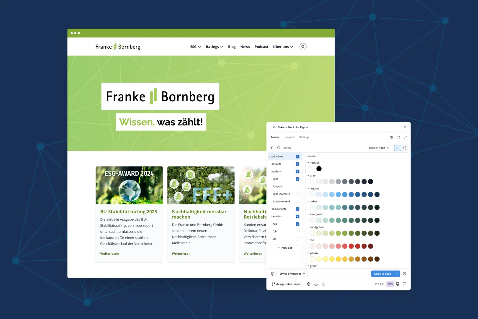 Website design and preview of the token system used
