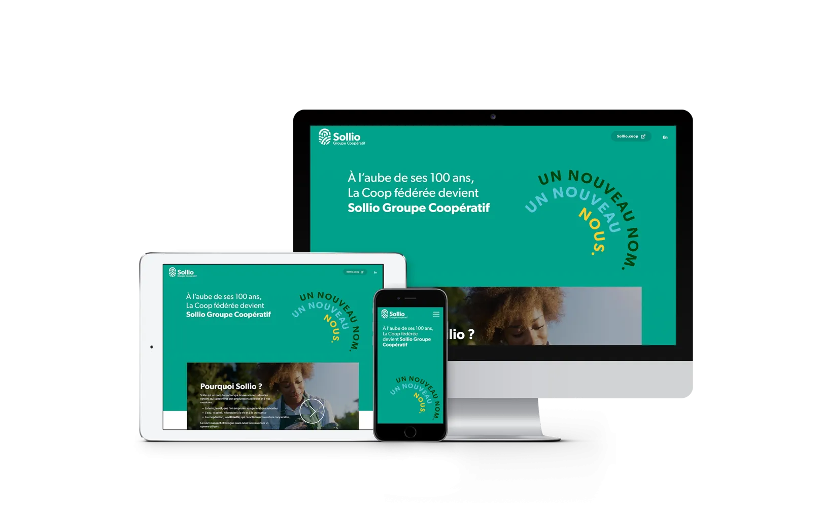 Sollio Cooperative Group desktop and mobile interfaces