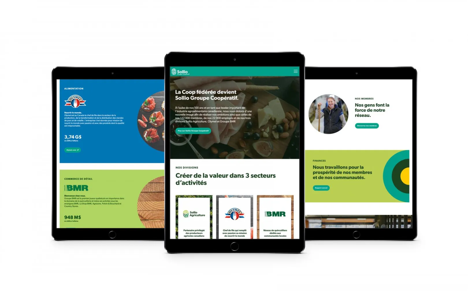 Sollio Cooperative Group's corporate website on mobile devices