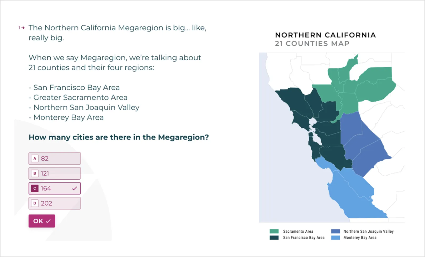 Interactive component travel quiz with map 
