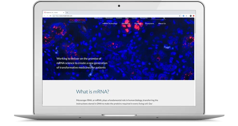 Moderna website powered by Acquia Cloud Platform