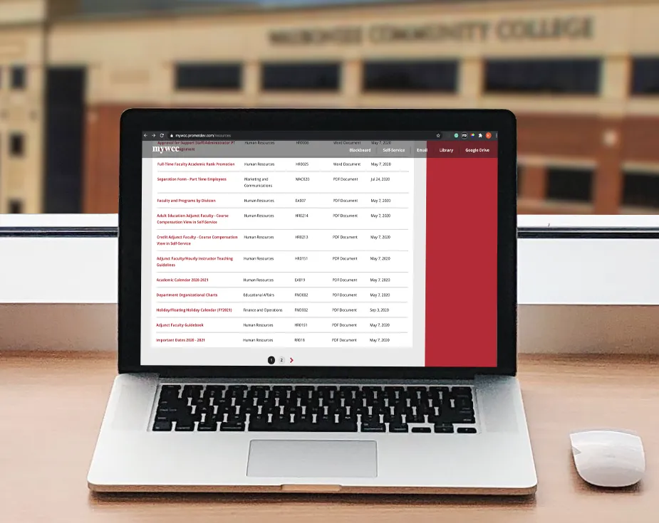 Waubonsee Community College mywcc screenshot