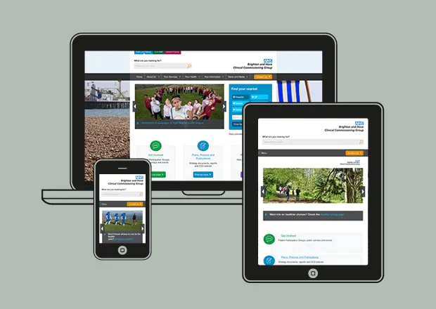 NHS Brighton and Hove homepages on multiple devices