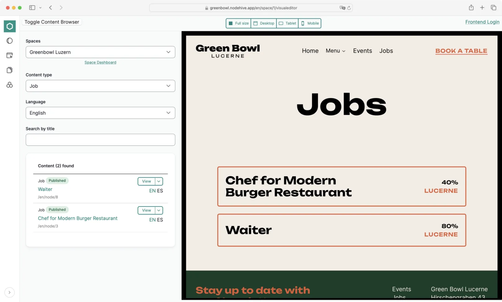 NodeHive Headless CMS Visual Editor