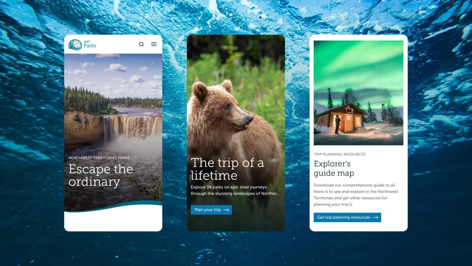 Showcase of the Northwest Territories Parks site mobile views