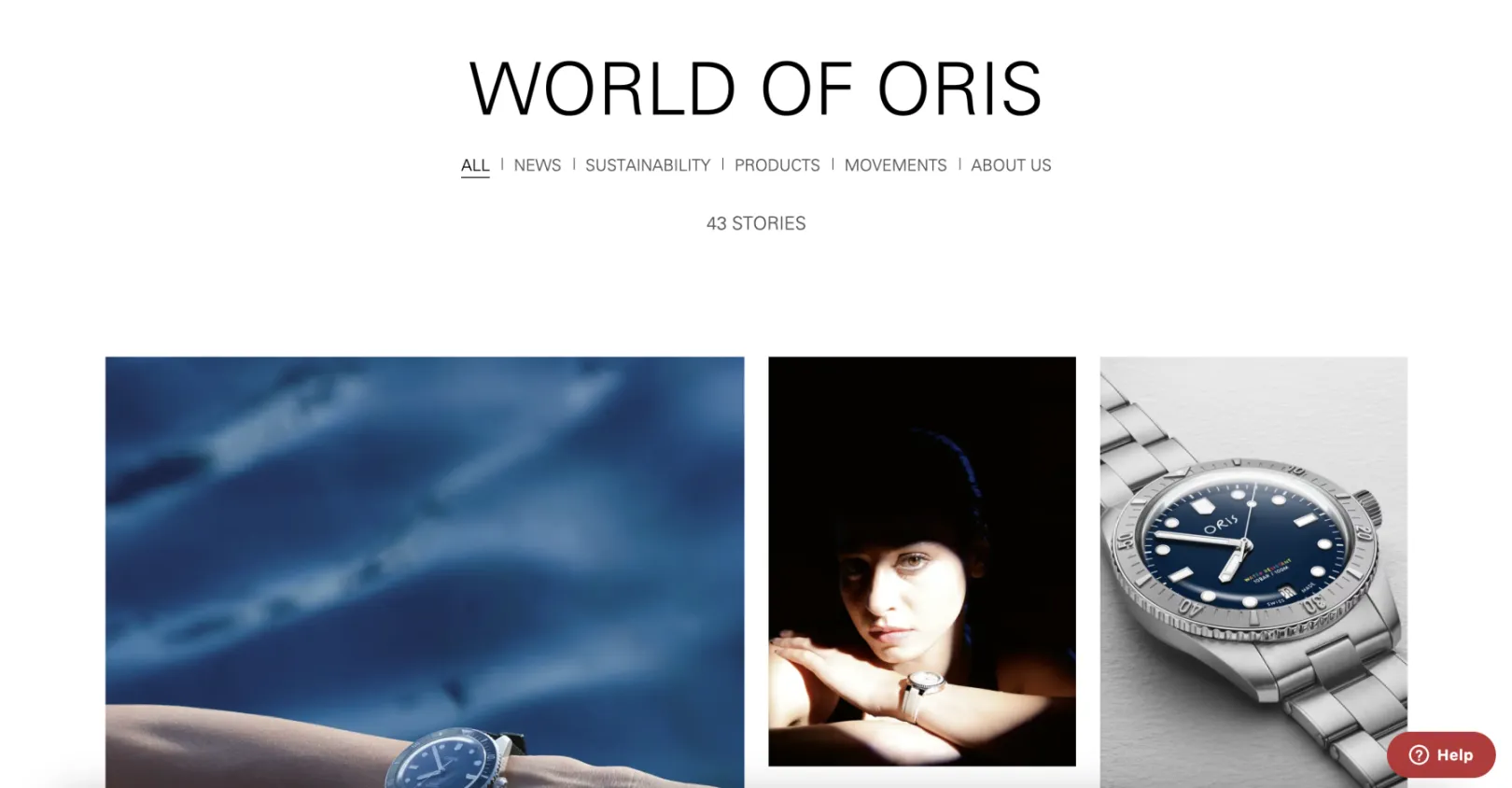 Blogpage with an overview of different articles