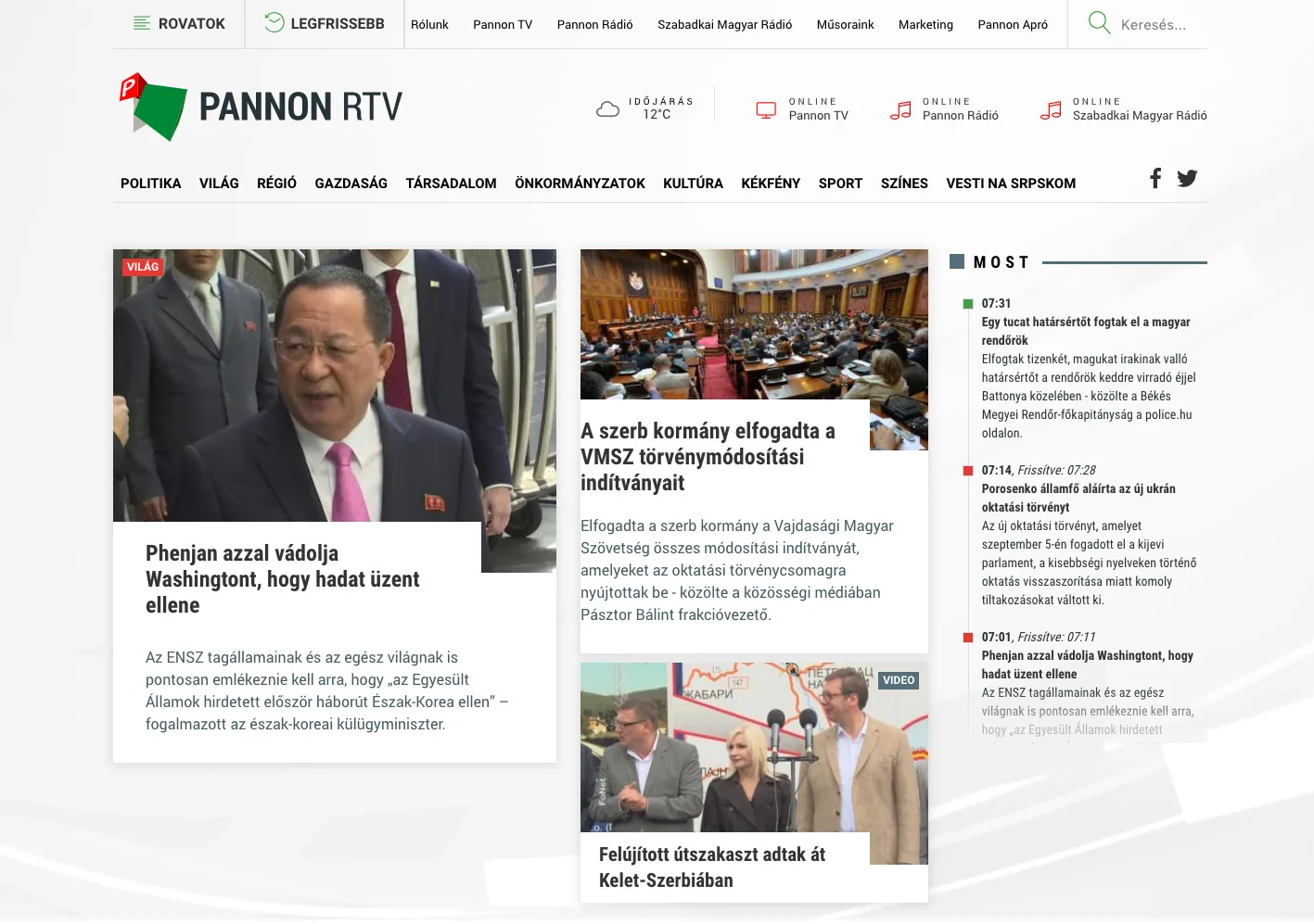 News portal for media house - PannonRTV