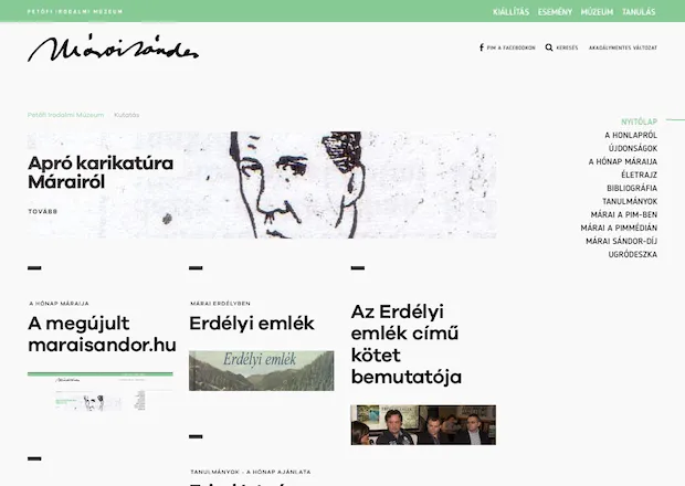 Homepage of Sándor Márai subsite