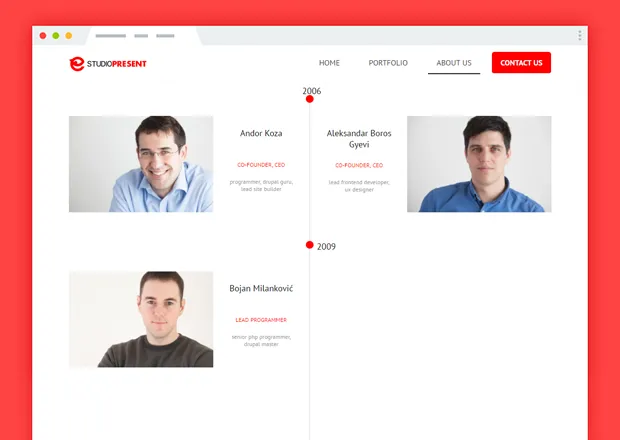 Our team section - Studio Present agency