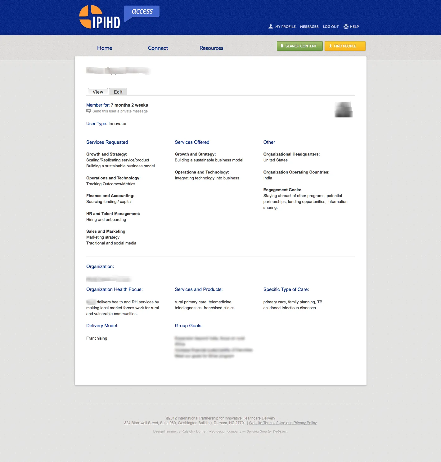 A view of a user's profile