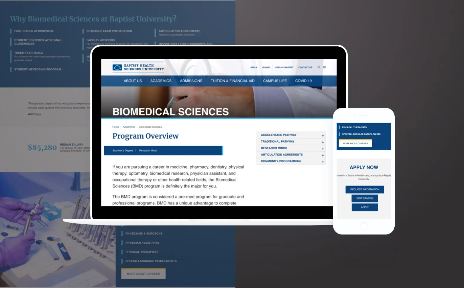 Programs page of the Baptist University website