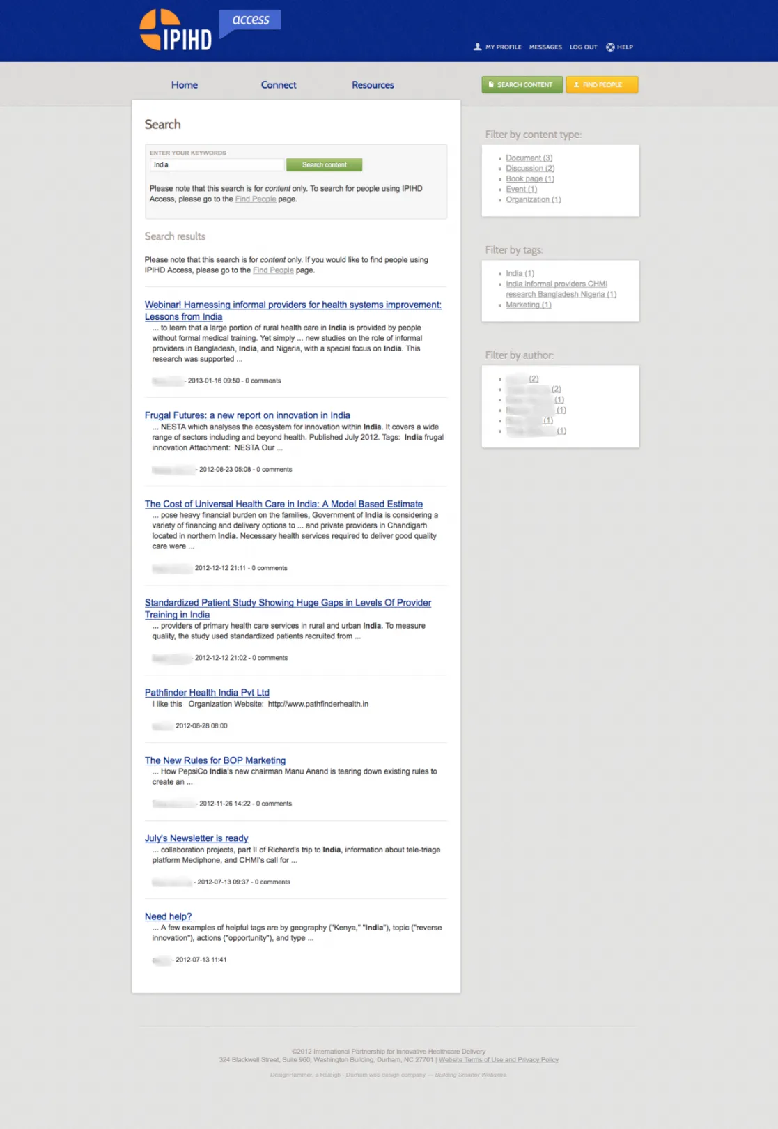 The Search Content interface