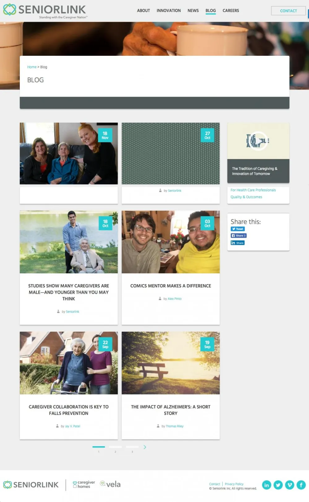 Seniorlink blog page