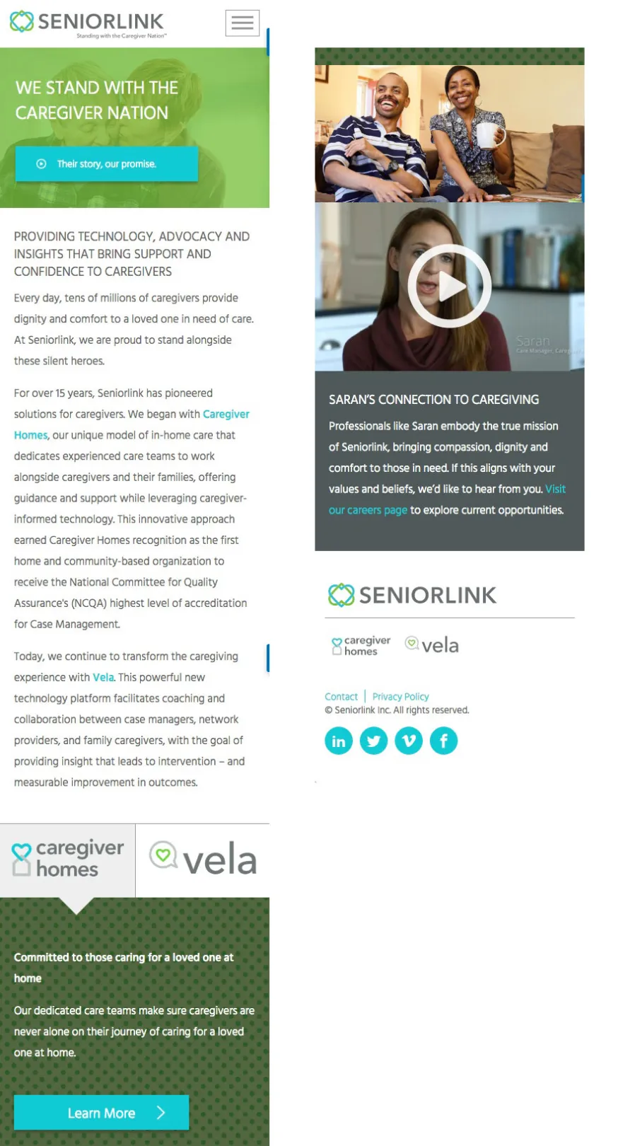 Seniorlink mobile home page