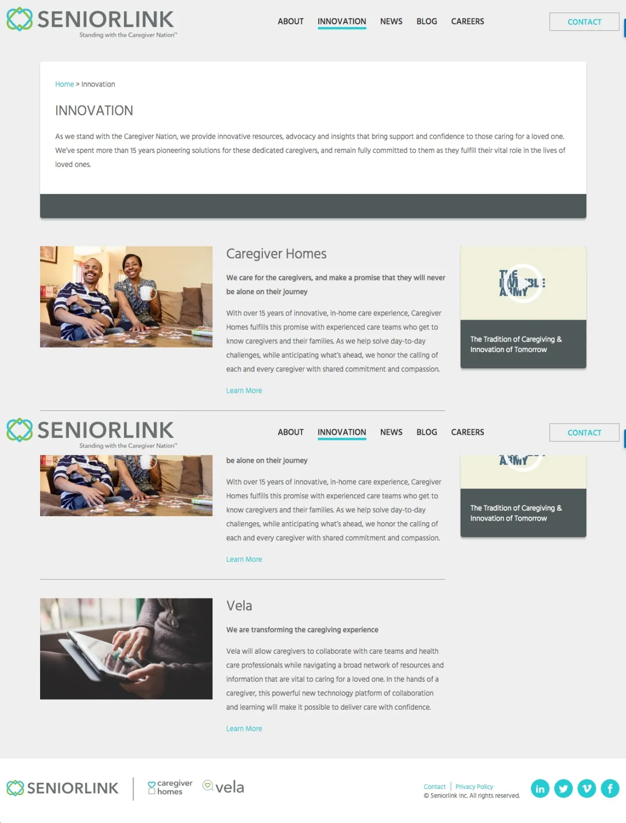 Seniorlink Innovation page