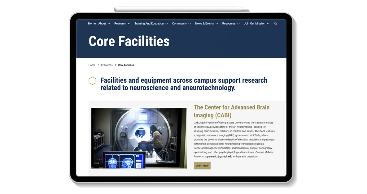 Georgia Tech Neuro Next website screenshot