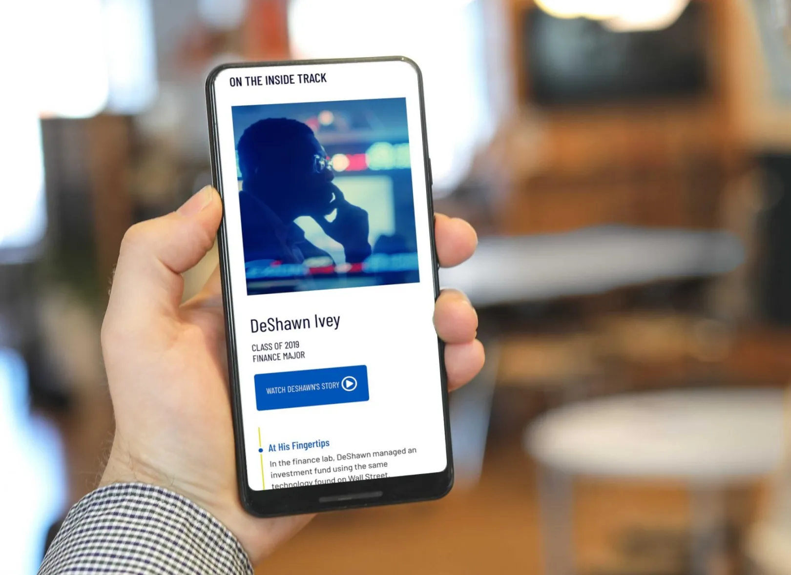 The Widener University homepage displayed on a mobile device