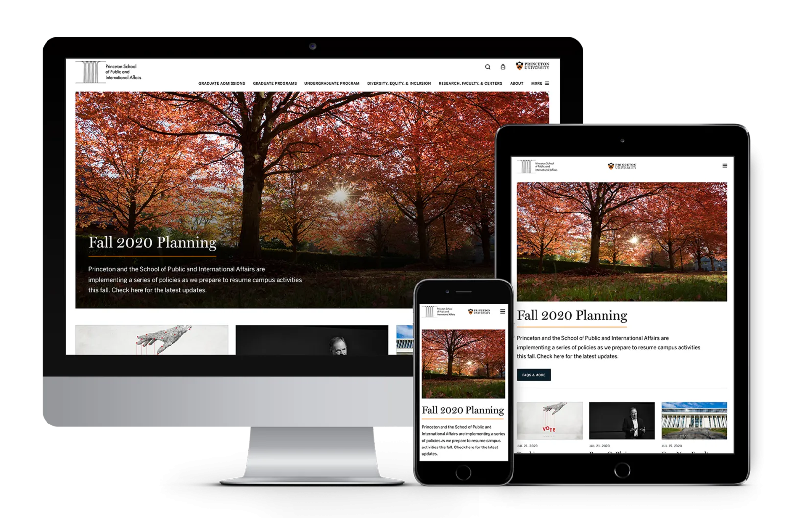 Princeton School of Public and International Affairs desktop and mobile screens