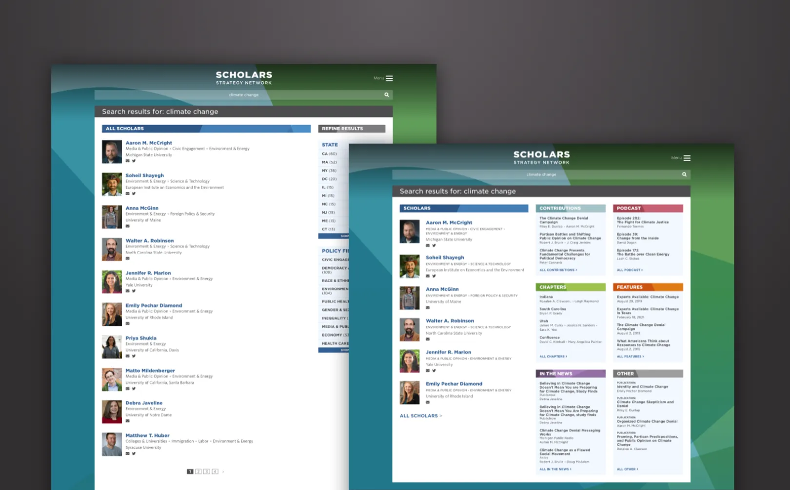 scholars.org search results for climate change