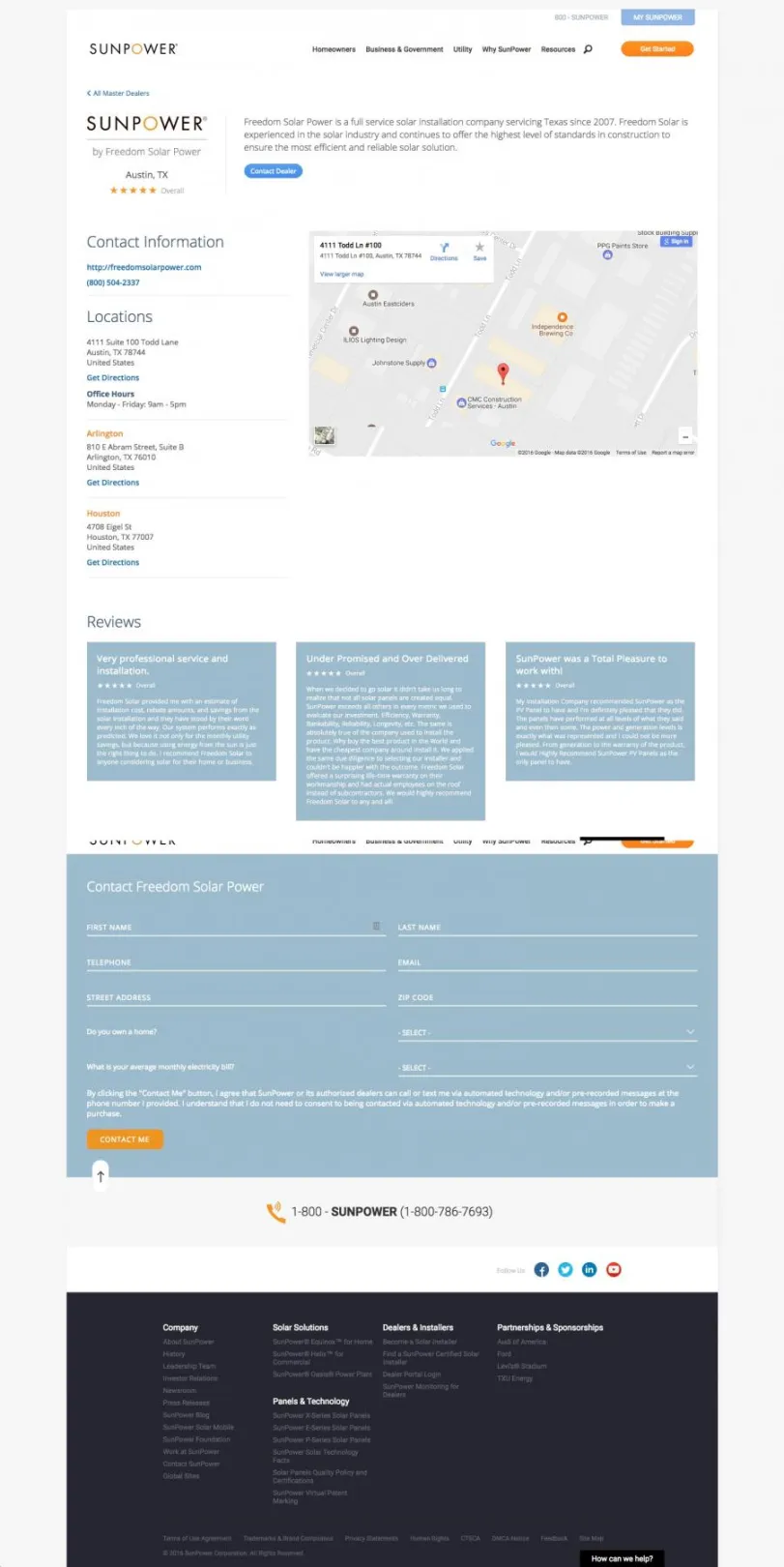 SunPower Master Dealer Detail Page