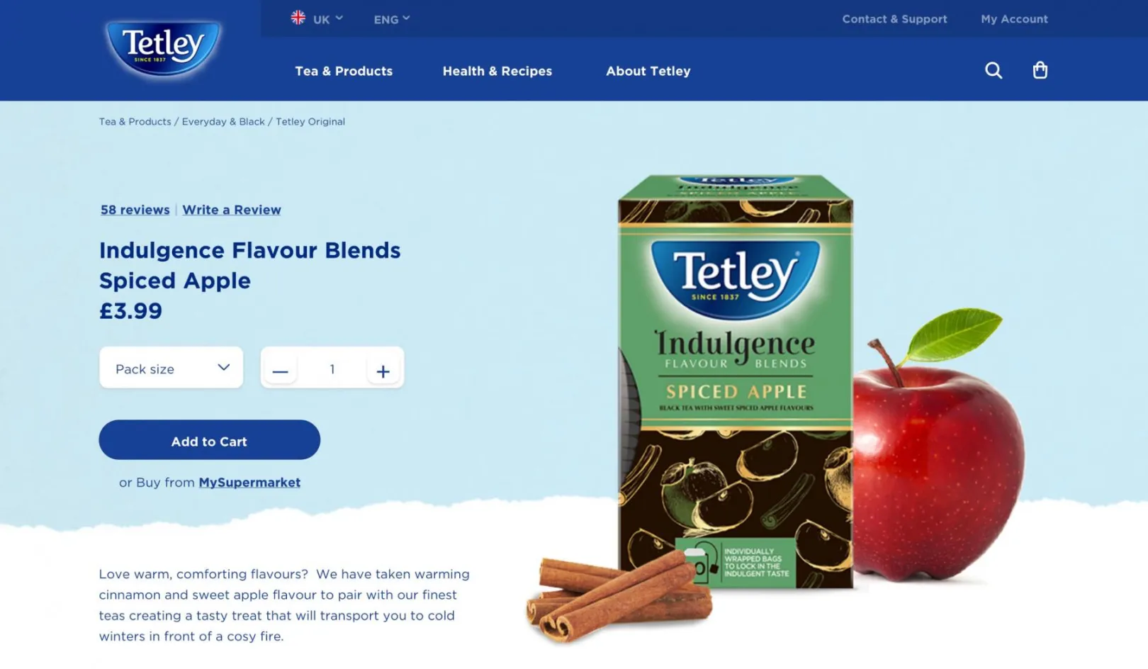 Tetley product details page