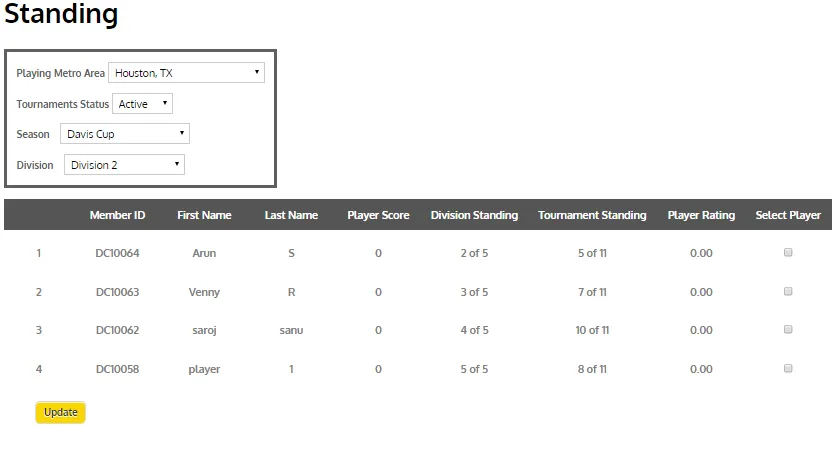 Defines Divisions for a tournament which generated based on zip code of home court
